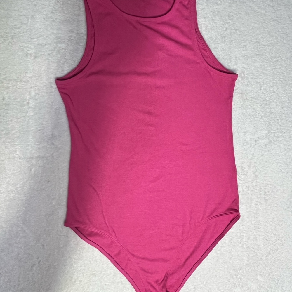 Sleeveless Tank Bodysuit in Fuchsia Pink